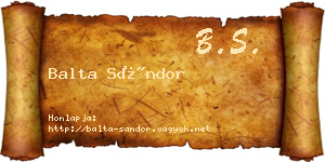Balta Sándor névjegykártya