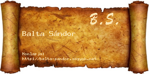 Balta Sándor névjegykártya